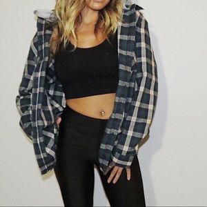 Green plaid LS hoodie shirt
